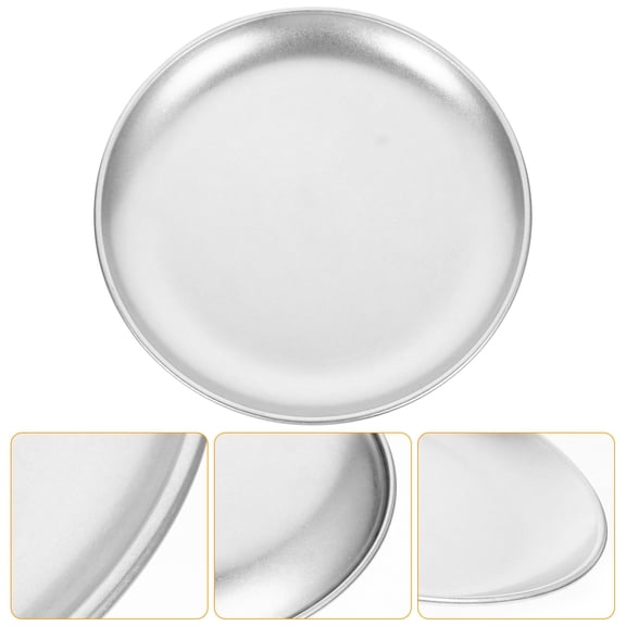 YSNOOWE Stainless Steel Dinner Plate Grey 1Set 7.9x7.9x0.55in