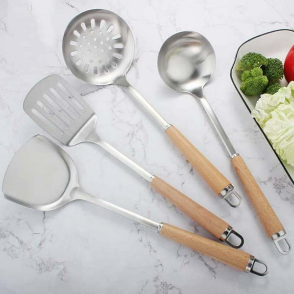 WHAMVOX Stainless Steel Serving Spoon Kitchen Spoons Portion Control Large Silver