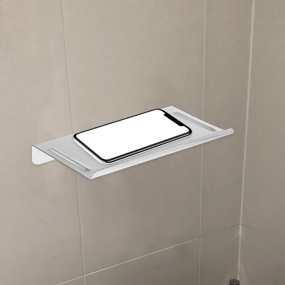 WHAMVOX Stainless Steel Bathroom Organizer Tray with Phone Holder Shelf, Smooth Edges, 10.2 x 6.3 Inch Storage Solution