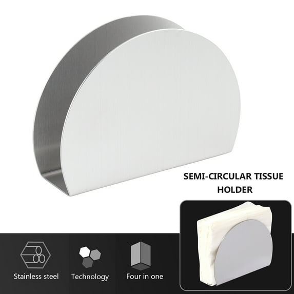 WHAMVOX Stainless Steel Tissue Holder with Integrated Design for Home and Restaurant Use Silver Semi Circle Shape