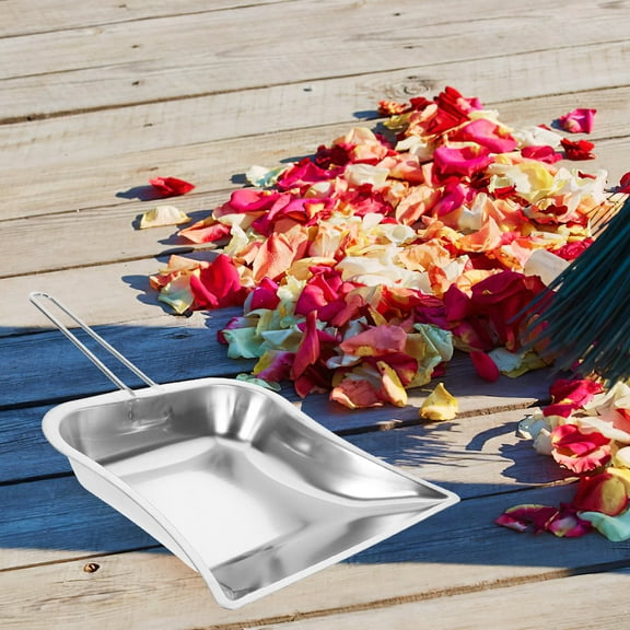 ETHZZLE Household Dustpans Portable Stainless Steel 2Set 15X9.4X1.7In