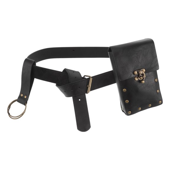 WHAMVOX Steampunk Style Black Fanny Pack for Women, Compact Waist Bag 17.5x10.2x4.5CM, Trendy and Functional
