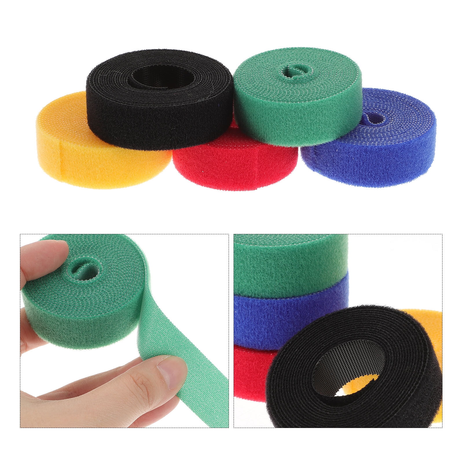 WHAMVOX Sticky Cable Strips SelfAdhesive Hook and Loop Tape for Home Assorted Color 5 Rolls