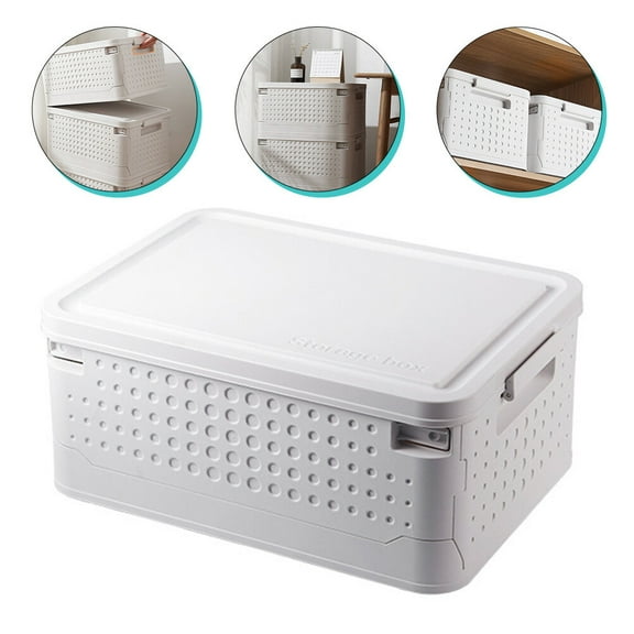 WHAMVOX  Storage Box Collapsible Bin Foldable Bins Crate Office White