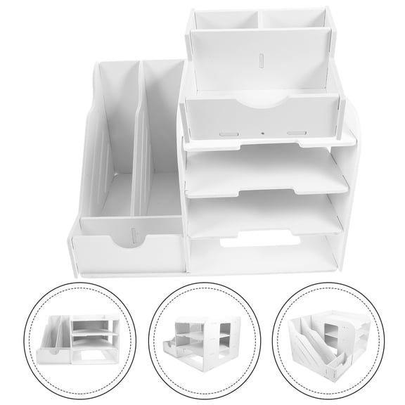 WHAMVOX Storage Stackable File Rack Office 40.00X31.00X25.00CM White