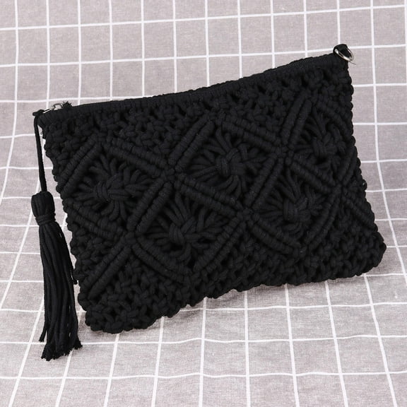 WHAMVOX Straw Bag Women Beach Handbag Cross Body for Woman 's Black