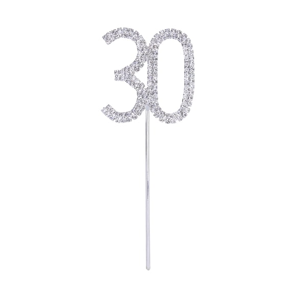 WHAMVOX Stunning Silver Rhinestone Cake Topper for 30th Birthday Party Decoration Eco Friendly Alloy and Rhinestone 30 Pieces