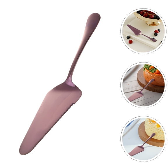 WHAMVOX Sturdy Stainless Steel Cake Server with Triangular Design for Easy Cutting and Serving in Purple Color 2 Pieces