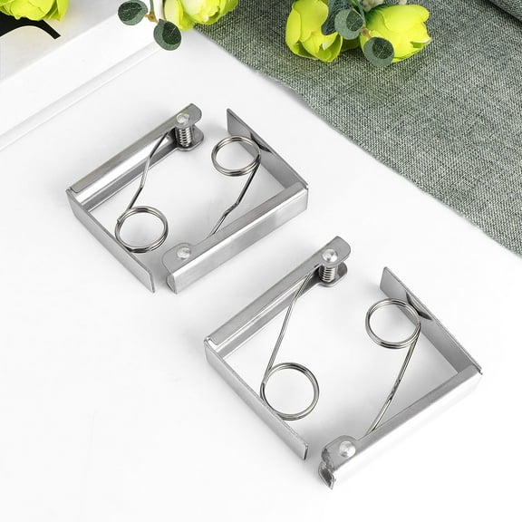 WHAMVOX Sturdy Tablecloth Clips with High Strength Elastic for Secure 4 Pieces Silver Stainless