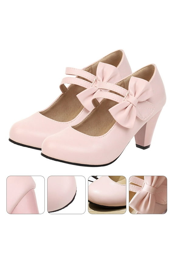 WHAMVOX Stylish High Heels for Women Pink PU and Rubber Material Elegant Fashion Design 3.5 Inches Heel Height