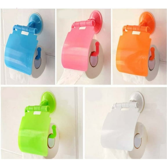 WHAMVOX  Suction Cup Paper Towel Holder Wall over Toilet Storage Rack Holders Rosy