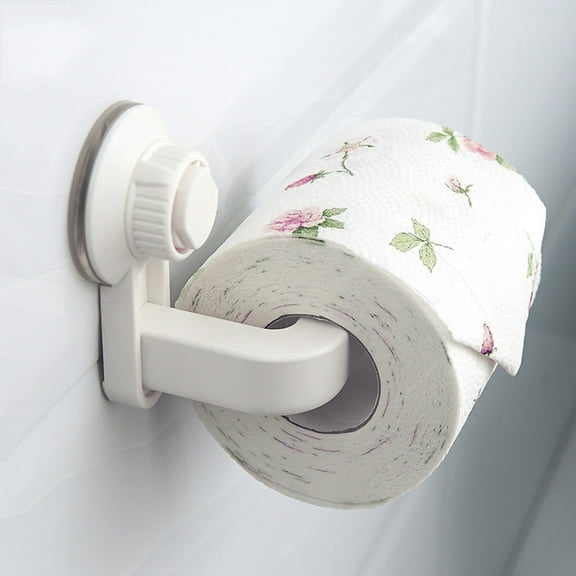 WHAMVOX Suction Cup Toilet Paper Holder Easy to Install No Drill White ABS PVC 4.7 x 3.1 Inches
