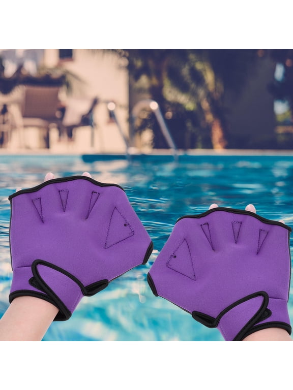 Swim Training Gloves Adjustable Mitten Sswimming Aquatic Protector Purple