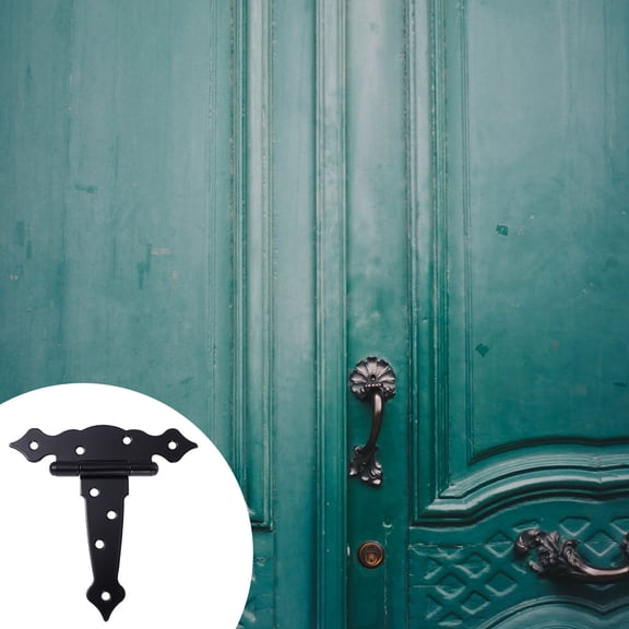 WHAMVOX T Strap Hinge for Door Made of Iron Black Color 8 Screw Holes 3 Pieces per Pack