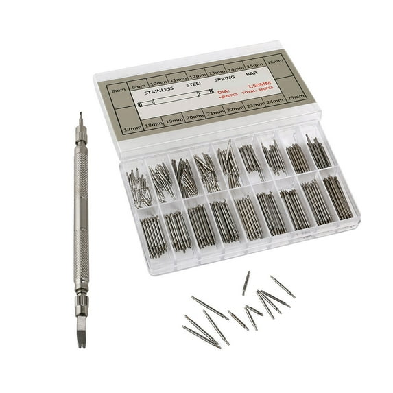 WHAMVOX TINKSKY 360pcs Stainless Steel Watch Band Spring Bars 825mm with Remover Tool for Repair