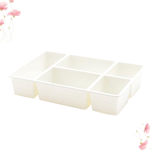 WHAMVOX Table Drawer Storage Box 5 Compartment Case Lattice Storage Box Make Up Storage Container for Home (White)