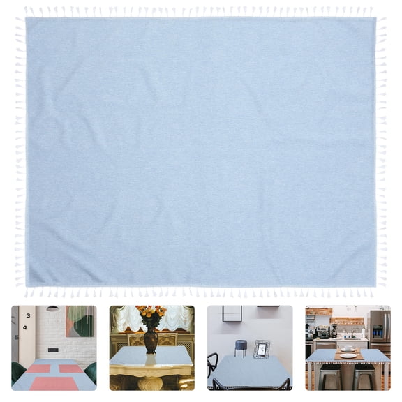 WHAMVOX  Table Tablecloths Coloring Dining Room Decor Rectangle Fitted Sky-blue