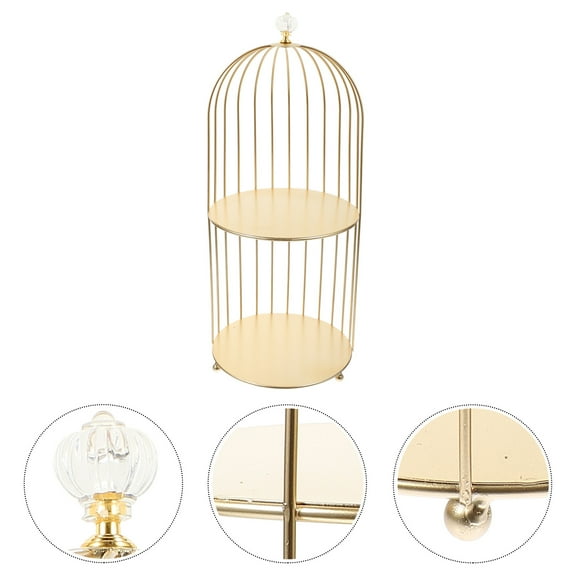 WHAMVOX Tabletop Display Rack 1Pack Golden Cage Decorative Shelf For Makeup Accessory And Storage