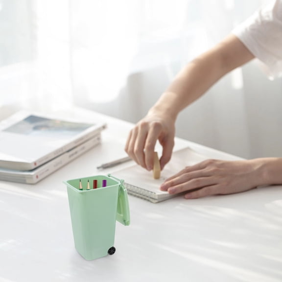 WHAMVOX Tabletop Trash Bin Desk Covered Trash Can Garbage Bucket Mini Trash Can Desktop Pen Stationery Holder Mini Garbage Can Desk Garbage Bucket
