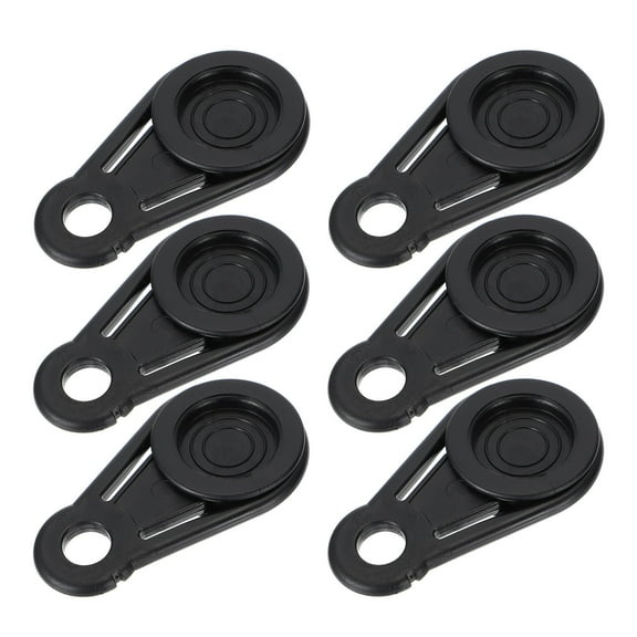 WHAMVOX Tent Trap Clip with Inside Round Lock and Outside Ring for Secure Tarpaulin Hold Black Plastic 10pcs