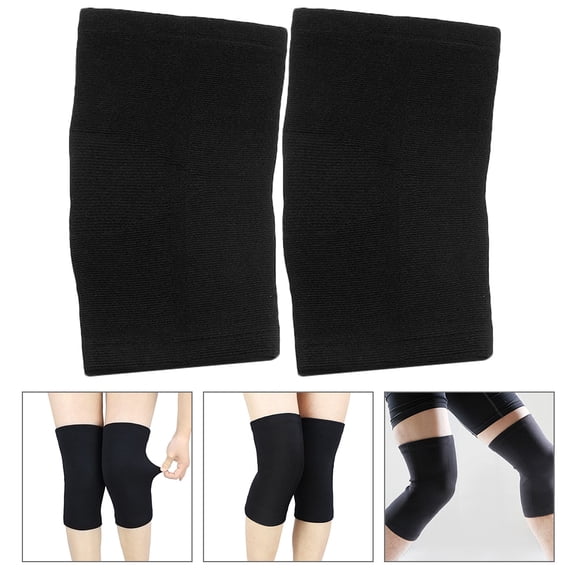 COMPUKAS Knee Cover Elastic Fiber Black Knee Protector for Biking 1 Pair 10.22X5.31X0.39in