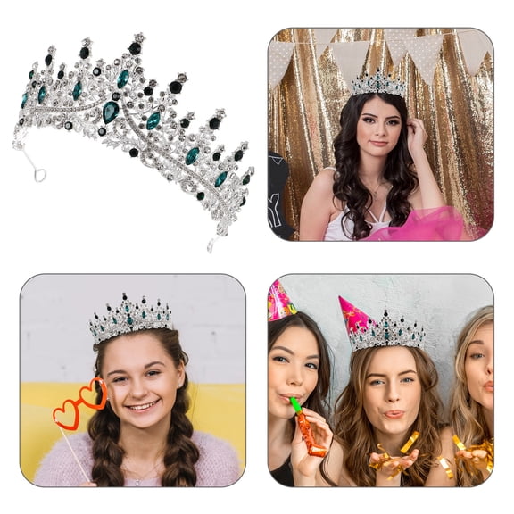 KHBUAB Elegant Multi Color Rhinestone Crown Tiara for Wedding Birthday Party Bridal Pageant Hair Accessory