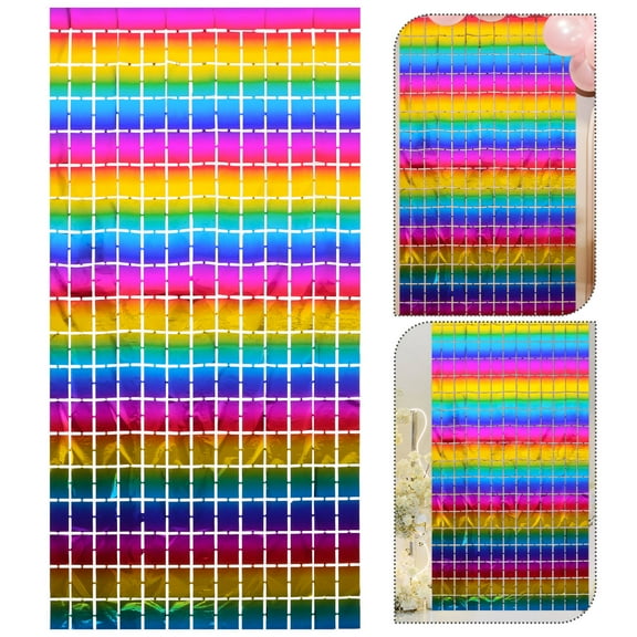 WHAMVOX Tinsel Streamers Rainbow Foil Fringe Curtains Photobooth Backdrop for Birthday Wedding Baby Shower Party Decorations for Celebrations and Events