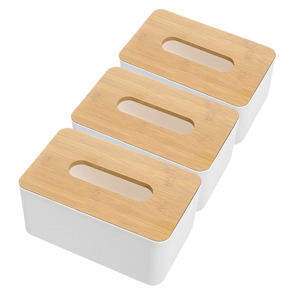 Tissue 4box WHAMVOX Tissue Box Cover Khaki Wooden for Home Use Slip Resistant 3Pcs ...
