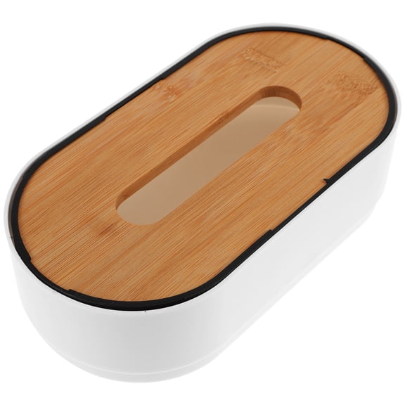 SEWCHICS Whamvox White Bamboo PP Rounded Rectangle Tissue Dispenser for Home Office Use 8.7×4.6×2.4in
