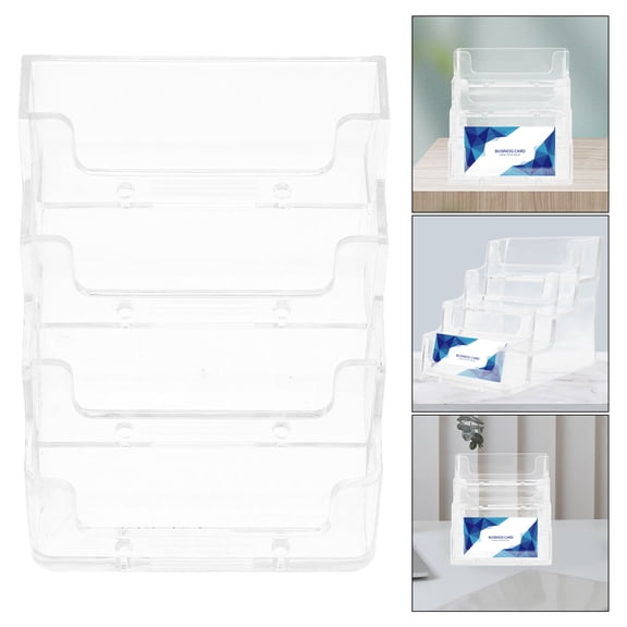 WHAMVOX Transparent Acrylic Business Card Holder for Desk Storage Modern Organizer 4.5x3.5 Inches