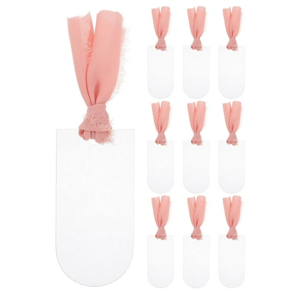 WHAMVOX Transparent Acrylic Chair Tags for Wedding Decor with Ribbon Design Reusable Hanging Signs 10pcs