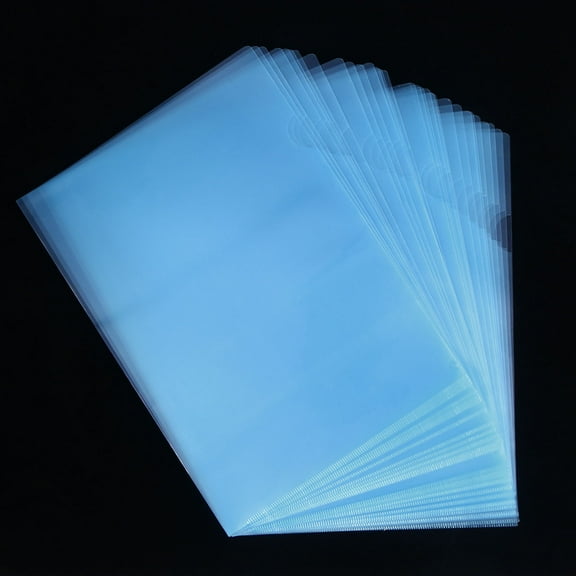 WHAMVOX Transparent L Type File Folder for Organizing Documents in Home Office School with PP Material Blue A4 Size