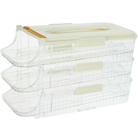WHAMVOX Transparent PP Egg Holder for Refrigerator with Automatic Slide Design 3 Layers Large Capacity