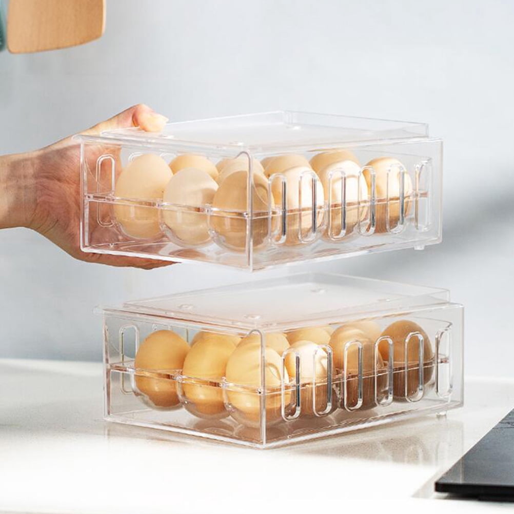 WHAMVOX Transparent PP Egg Organizer with Drawer Design for Home Easy to View and Stackable 1 Compartment