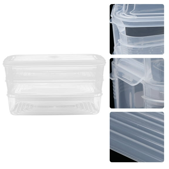 WHAMVOX Transparent Plastic Food Storage Containers for Refrigerator Keep Food Fresh Vegetable Crisper 3 Layers One Deep Two Shallow