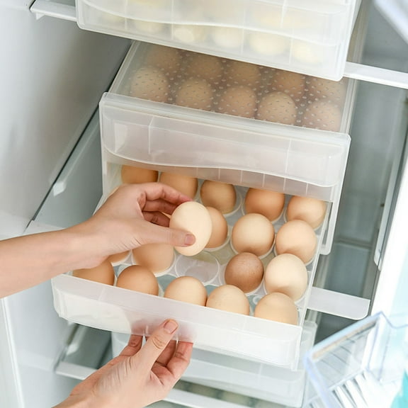 WHAMVOX Transparent Stackable Doublelayer Egg Storage Container with 60 Grids for Kitchen Use 30 Eggs per Layer