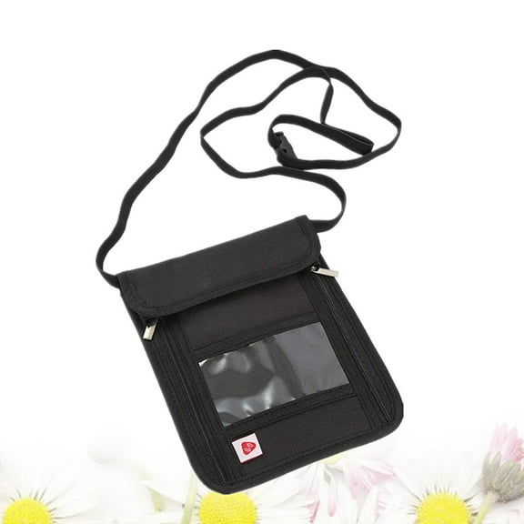 WHAMVOX Travel Neck Passport Wallet Holder Multifunction Portable Bag for Certificate Ticket Money (Black)
