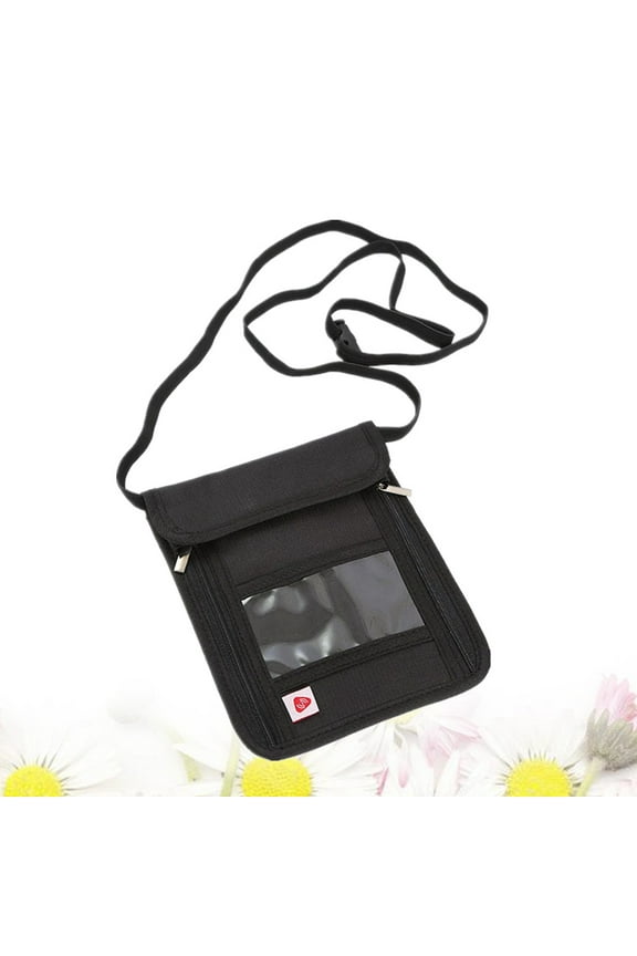 Travel Neck Passport Wallet Holder Multifunction Portable Bag for Certificate Ticket Money (Black)