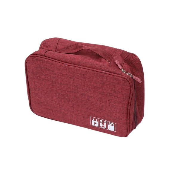 WHAMVOX Travel Storage Bag Kit Data Cable U Disk Power Bank Electronic Accessories Digital Gadget Devices Organizer Case Handbag (Wine Red)