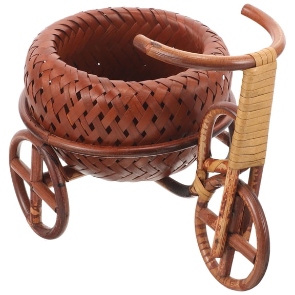 WHAMVOX Tricycle Shaped Woven Basket Bamboo Candy Basket Flower Basket Decorative Basket