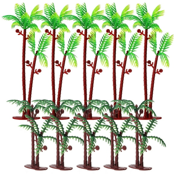 WHAMVOX Tropical Party Decorations with Artificial Plastic Palm Trees for Luau Cake Topper and Photo Props 10 Pieces