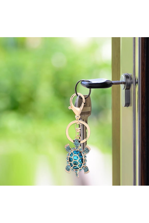Bag Keychain Pendant Turtle Shape Rhinestone 1Set