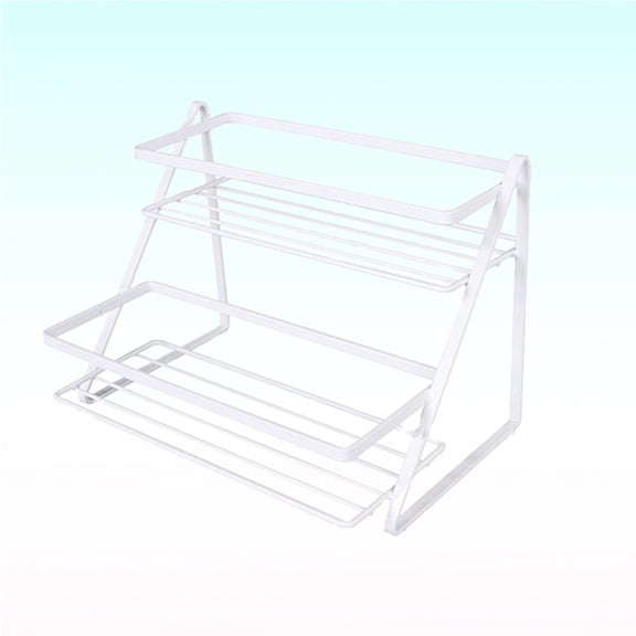 KHBUAB White Two Tier Storage Shelf with Heightened Guard Bar for Multifunction Use in Home and Office