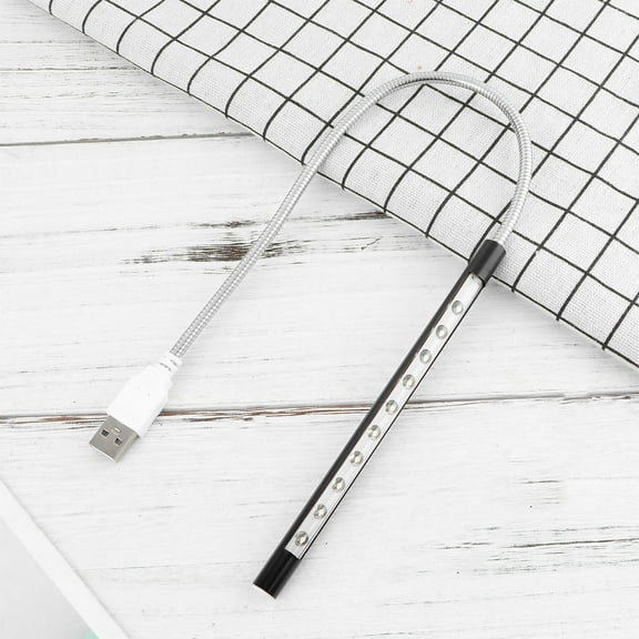 WHAMVOX USB Powered Flexible Gooseneck LED Light with Touch Switch for Reading and Desk Use Black 10 LED Bulbs