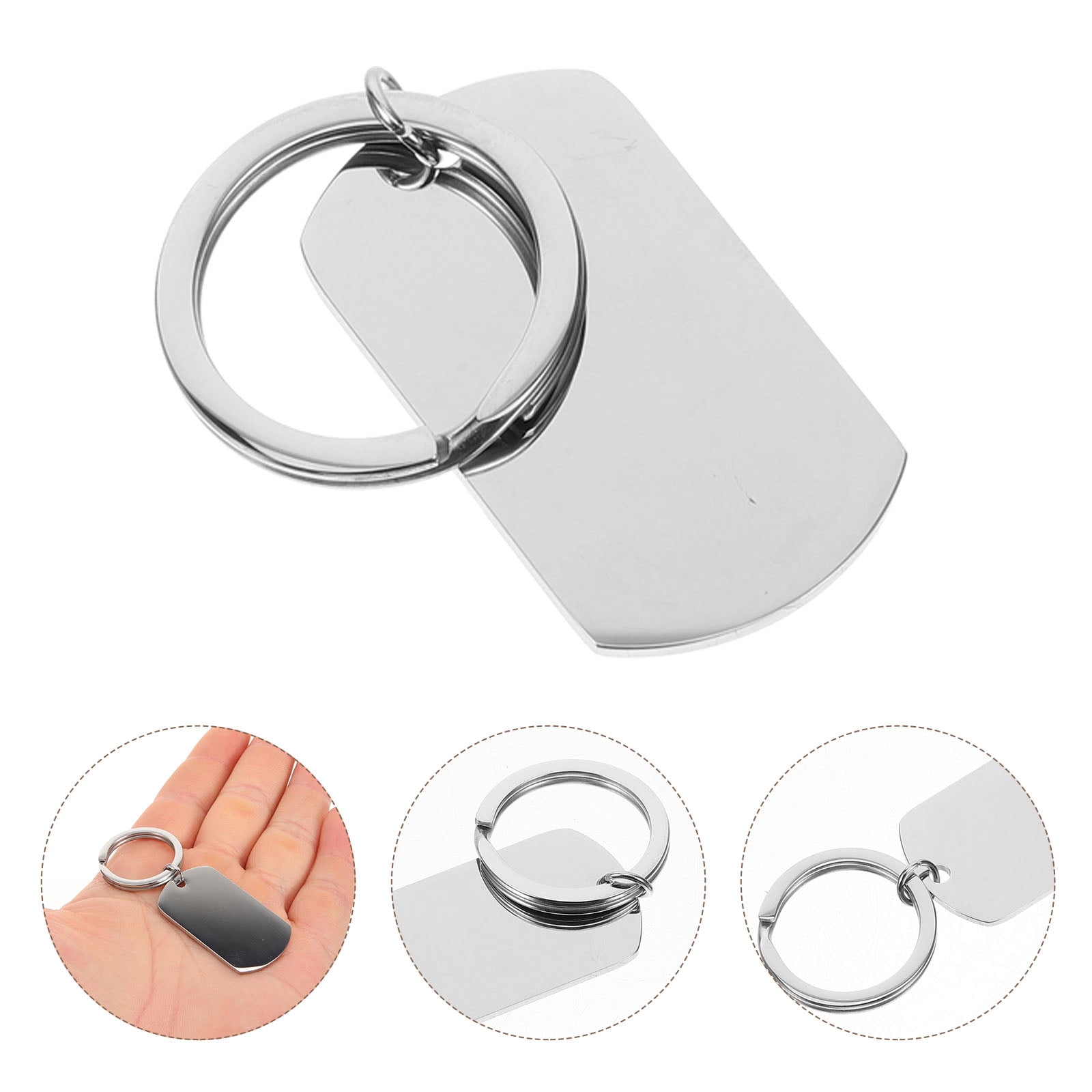WHAMVOX Unfinished Stainless Steel Keychain Blank Metal Hanging for ...