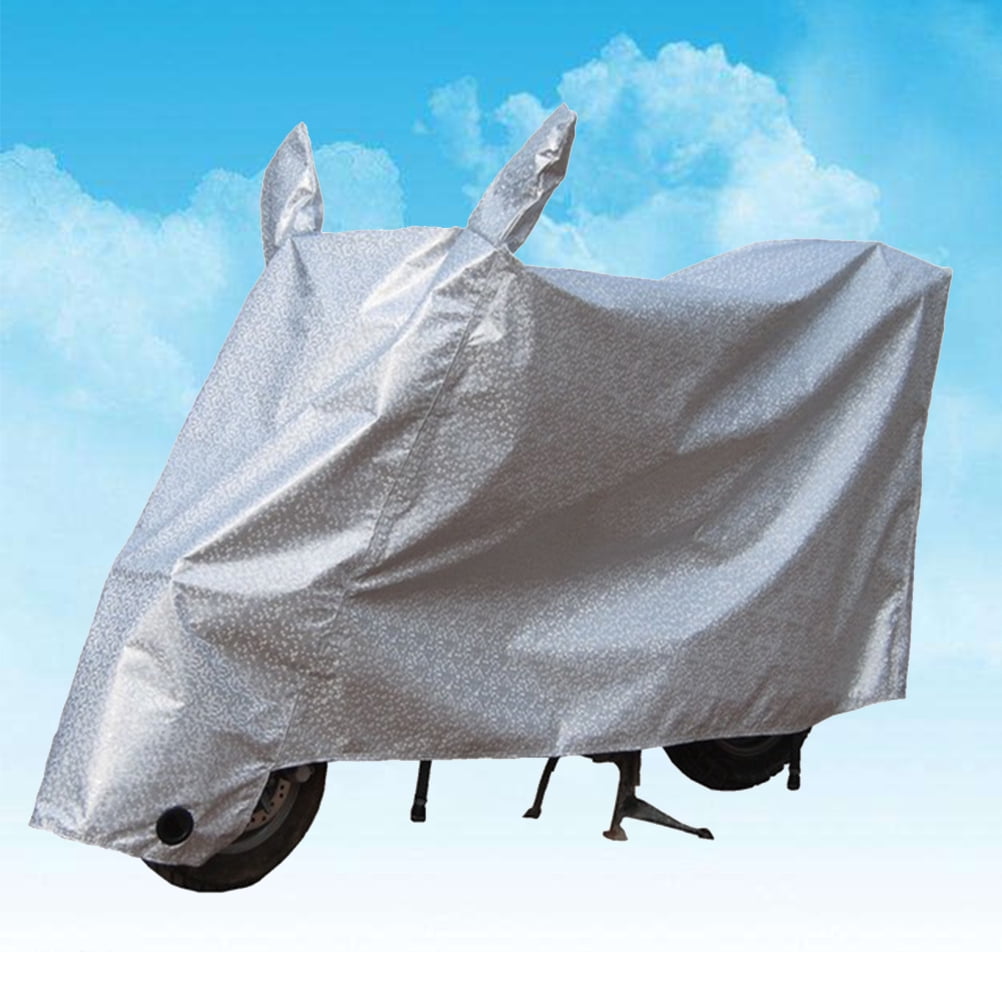 WHAMVOX Universal Outdoor Motorcycle Motorbike Scooter Waterproof Sun Block Protective Cover Rain Cover Protector Size (Silver)