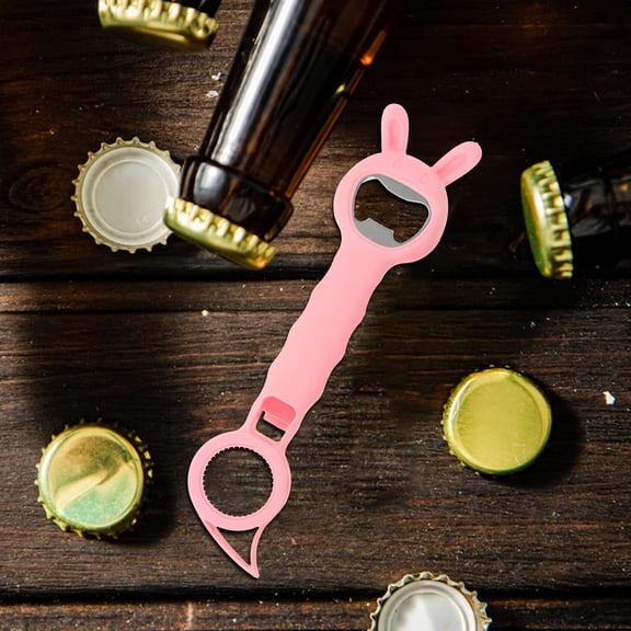 WHAMVOX Versatile Pink Kitchen Gadget for Opening Cans Jars and Bottles with Ergonomic Grip and PP Steel Construction 4 in 1 Tool