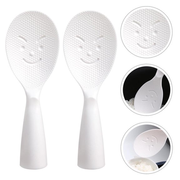 WHAMVOX Vertical Design Rice Spoon with Nonstick Surface and Smiling Face Pattern for Kitchen Plastic Lightweight