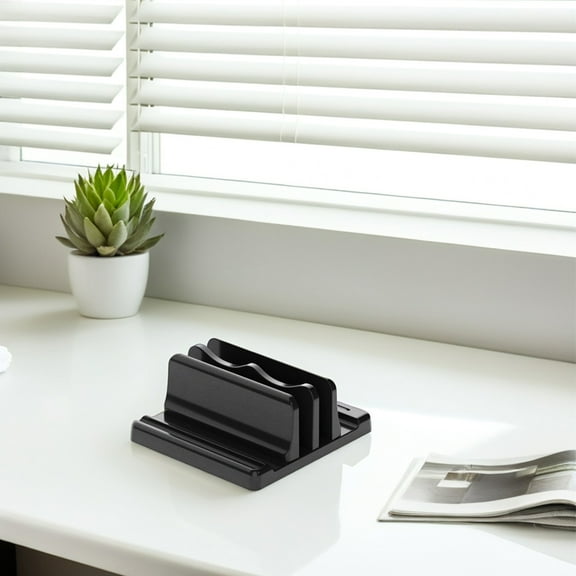 WHAMVOX Vertical Laptop Stand Plastic Double Laptop Holder Adjustable Desktop Storage Rack Document Stand And Tablet Organizer For Office