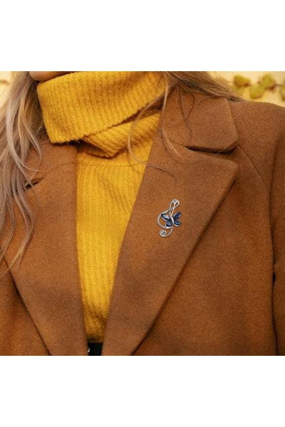 Vintage Butterfly Rhinestone Music Note Brooch Pin Fashionable Collar Pin for Women and Men Stylish Sparkly Dress Brooch and Scarf Pin for Suit Shirt and Coat